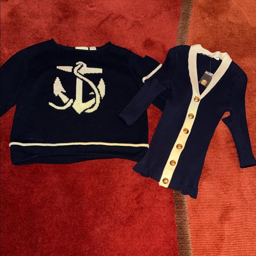 Liz Claiborne Navy & Boston Proper Cream Knit Cardigan Sale 2 for 1 Price